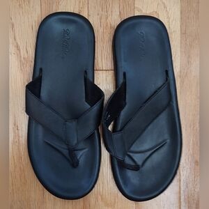 Brooks Brothers 20385132 Men's Black Leather Thong Flip Flop Sandals Size 11